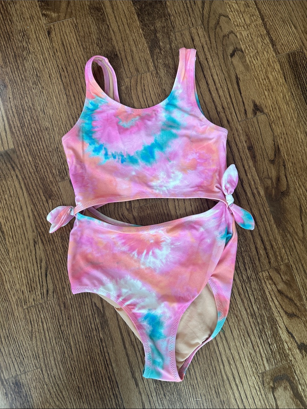 J. Crew Pink and Turquoise Tie-Dye Kids One-Piece Swimsuit